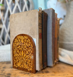 Vintage Hand-Carved Hinged Bookend Set