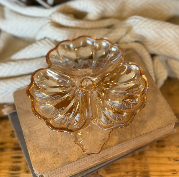 Found Dogwood-Shaped Carnival Glass Dish