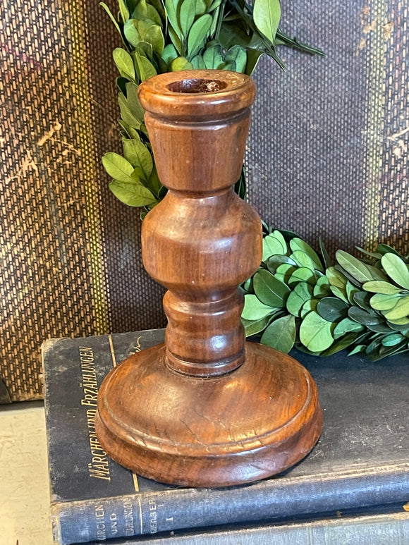 Vintage Wooden Candlestick Holder