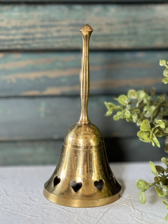 Vintage Brass Bell w/Hearts