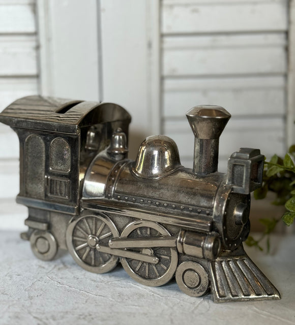 Train Silver Plated Coin Bank