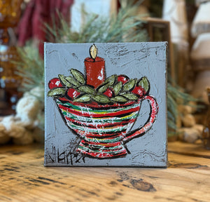 Jill Harper 6" Candle in Teacup Canvas Art