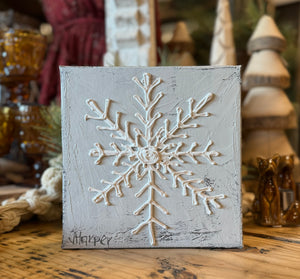 Jill Harper 8" Heavy Texture Snowflake Canvas Art