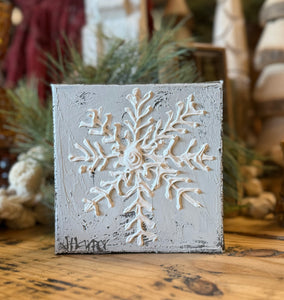 Jill Harper 6" Heavy Texture Snowflake Canvas Painting