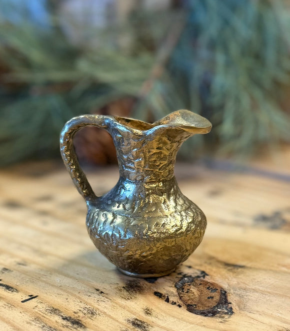 Vintage Mini Textured Brass Pitcher