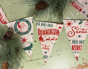 Handmade Vintage-Style Christmas Fabric Pennant Banner