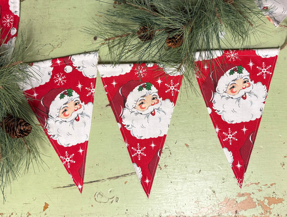 Handmade Santa Fabric Pennant Banner