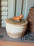 Vintage  Royal Winton Ceramic Cow Butter Dish AS IS