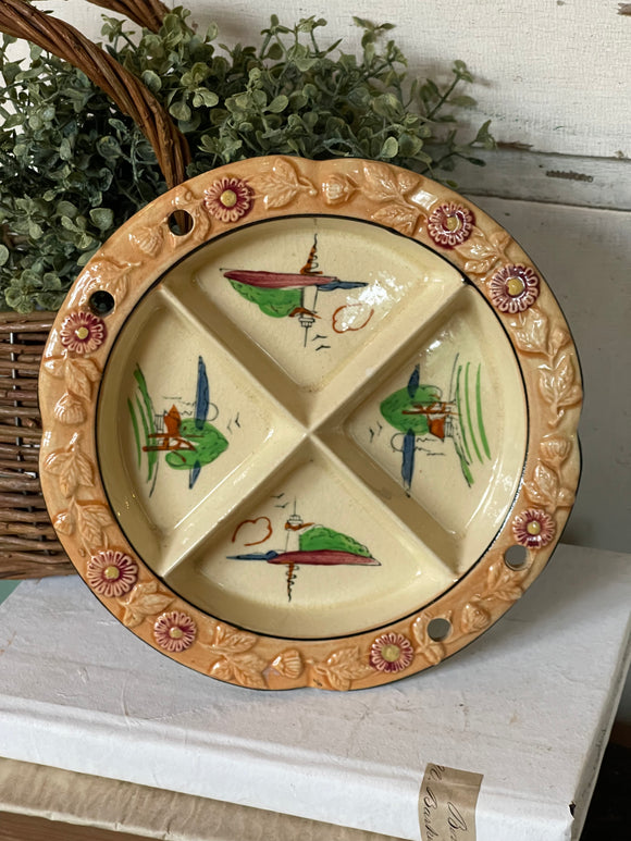 Hand-painted Plate with Dividers