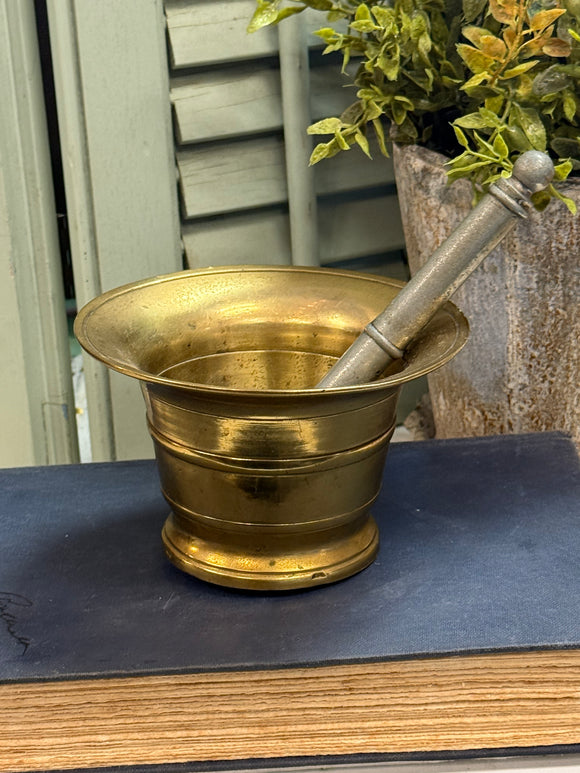 Vintage Brass and Pewter Mortar and Pestle