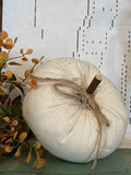 Small Handmade Neutral Fabric Pumpkin