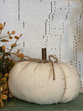 Small Handmade Neutral Fabric Pumpkin