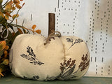 Small Handmade Cream Floral Fabric Pumpkin