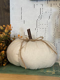 Large Handmade Neutral Fabric Pumpkin