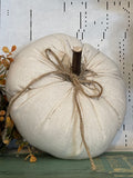Large Handmade Neutral Fabric Pumpkin