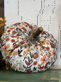 Small Handmade Fall Floral Fabric Pumpkin