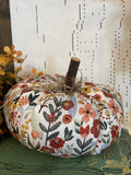 Small Handmade Fall Floral Fabric Pumpkin