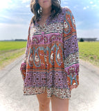 Paisley Print Shirt Dress