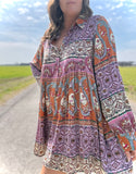 Paisley Print Shirt Dress