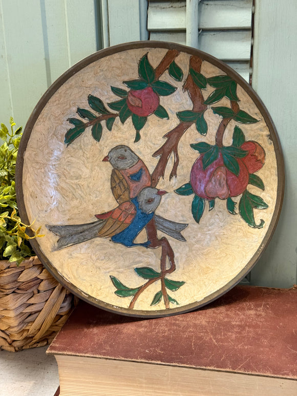 Vintage Hanging Cloisonne Brass Plate