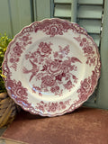 Antique 8" Red Transferware Plate Bristol Crown Ducal England
