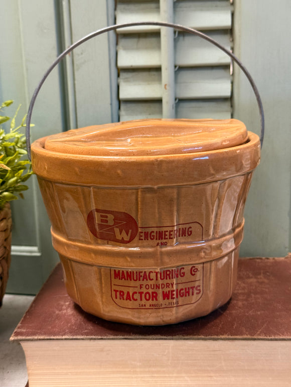 Vintage Ceramic Basket with Advertising