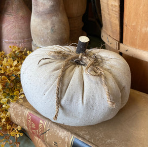 Large Handmade Neutral Fabric Pumpkin