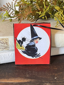Vintage Inspired Witch on Broomstick Halloween Hanger