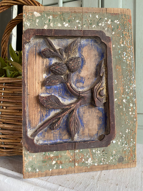 Antique 1800's Chinese Temple Carving With Shell Detail
