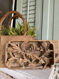 1800's Antique Chinese Floral Wood Temple Carving