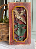 Antique 1800's Chinese Wood Temple Carving With Bird Detail