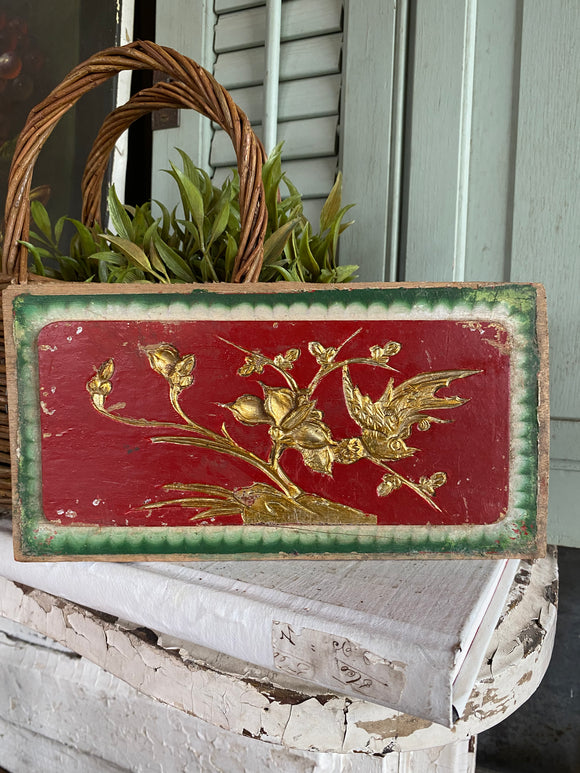 Antique 1800's Chinese Wood Temple Carving With Bird Detail