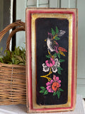 Antique 1800's Chinese Wood Temple Bird and Floral Painted Carving
