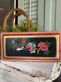 Antique 1800's Chinese Wood Temple Bird and Floral Painted Carving