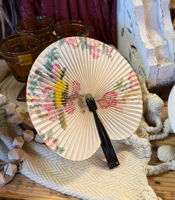 Vintage Floral Retractable Fan