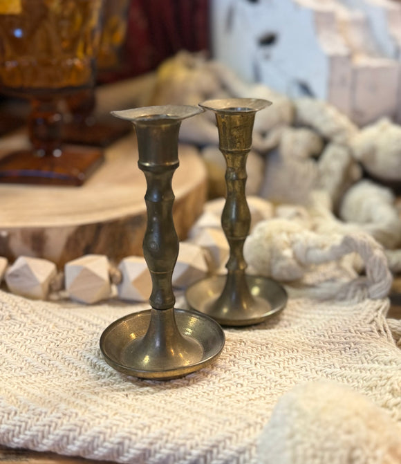 Vintage Brass Candlestick Set