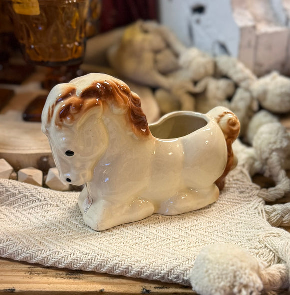 Vintage Ceramic Pottery Horse Planter