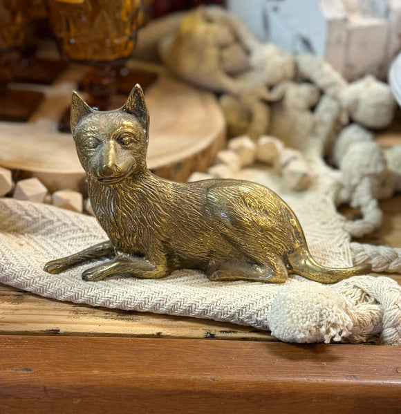 Vintage Solid Brass Fox Figurine