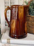 Vintage Brown Drip-ware Pottery Pitcher