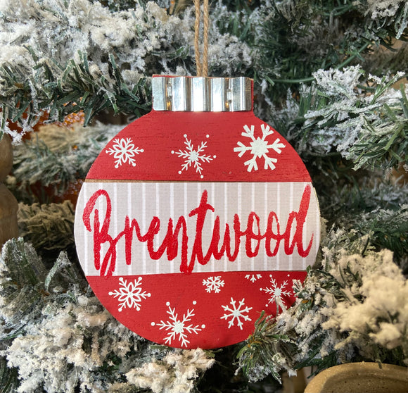 Handmade Wooden Brentwood Bulb Ornament
