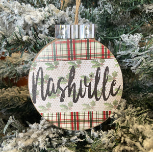 Handmade Wooden Nashville Bulb Ornament