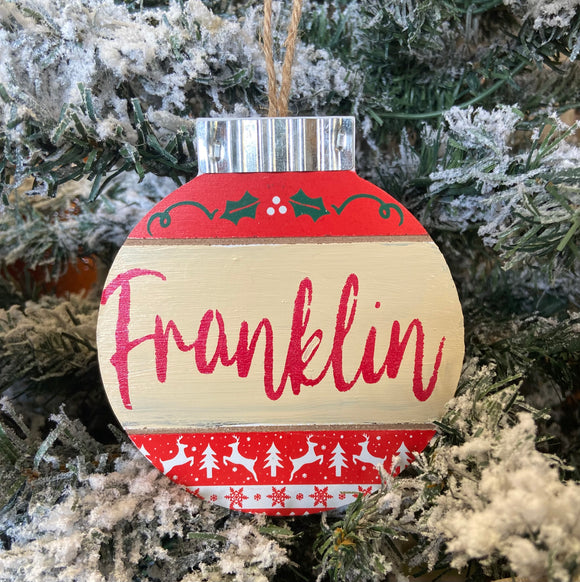 Handmade Wooden Franklin Bulb Ornament