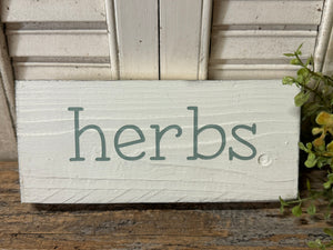 Handmade Reclaimed Wood “Herbs” Sign