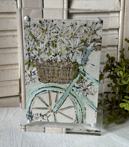 Jill Harper 5"x 3.5" Acrylic Block Frame Bicycle Canvas Art