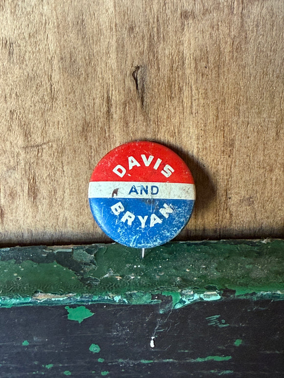 Antique 1924 DAVIS-BRYAN Presidential Pin