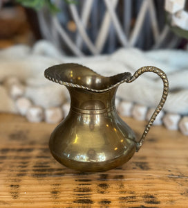 Small Vintage Brass Pitcher w/ Twisted Edge