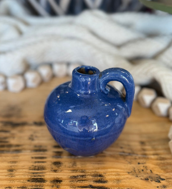 Small Found Blue Crock w/ Handle