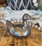 Vintage Pewter & Brass Duck Dish