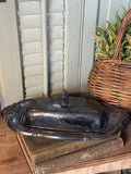 Vintage Silver Butter Dish with Glass Dish