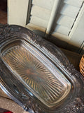 Vintage Silver Butter Dish with Glass Dish